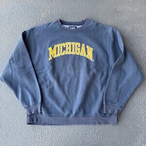 Vintage 90's Steve & Barry's Michigan Wolverines Weave Crewneck Sweatshirt Sz XL